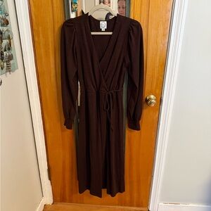 Elegant Brown Wrap Dress